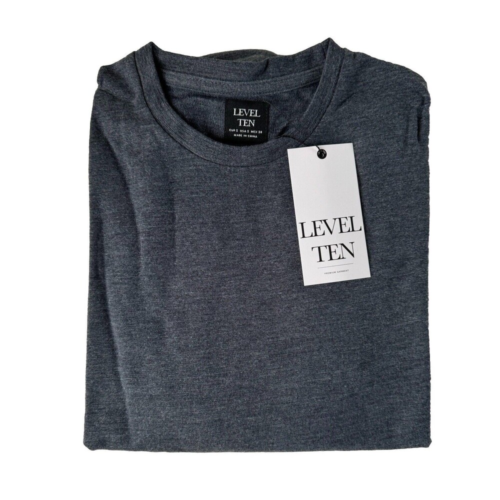 Level Ten Men's Long Sleeve Crew Neck Pullover Knit Shirt Gray Navy Small NWT